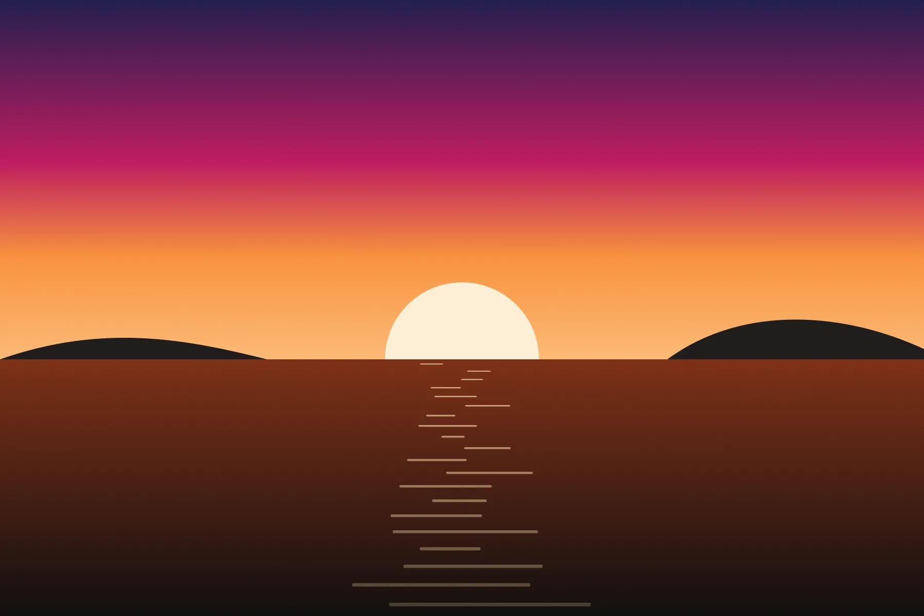 A rocky coastline at dusk