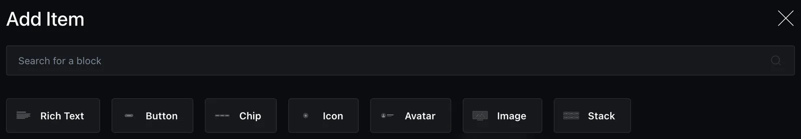 The Stack item picker with block thumbnails