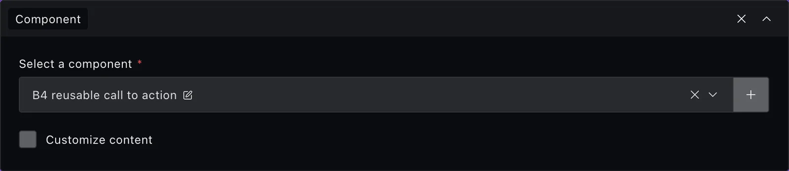 The component block fields in the Payload editor