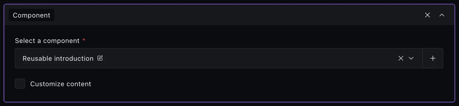 The component block fields in the Payload editor