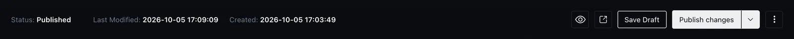 Changed status with Revert to published, Save Draft, and Publish changes