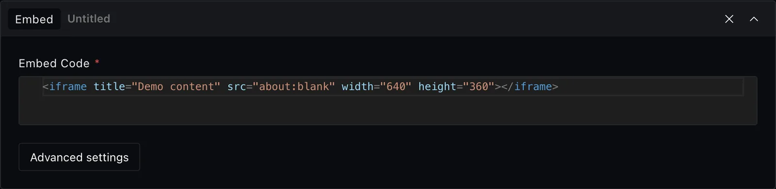 The embed block fields in the Payload editor