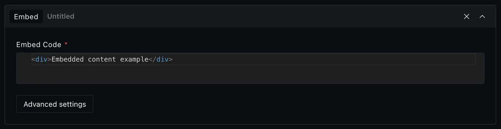 The embed block fields in the Payload editor