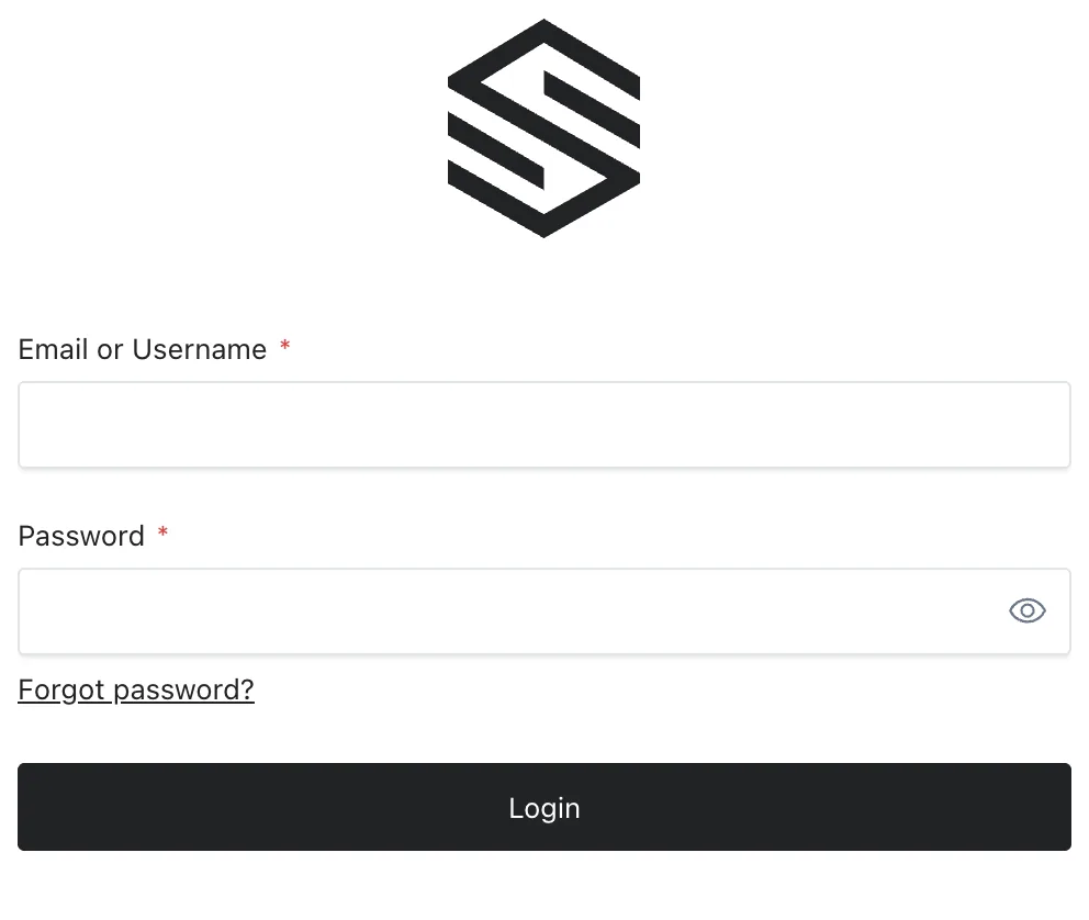 Forgot Password screen requesting a Username and offering Submit