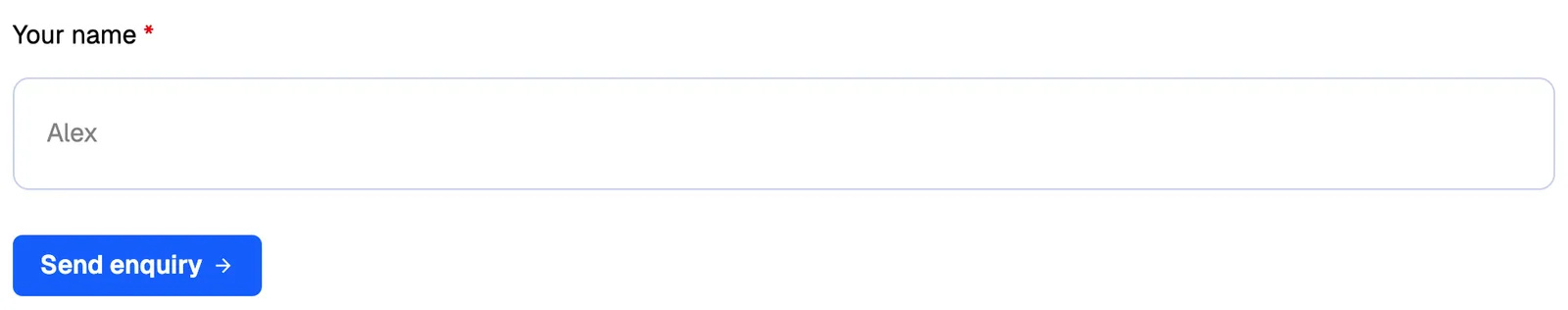 Published enquiry page with Your name and the Send enquiry button