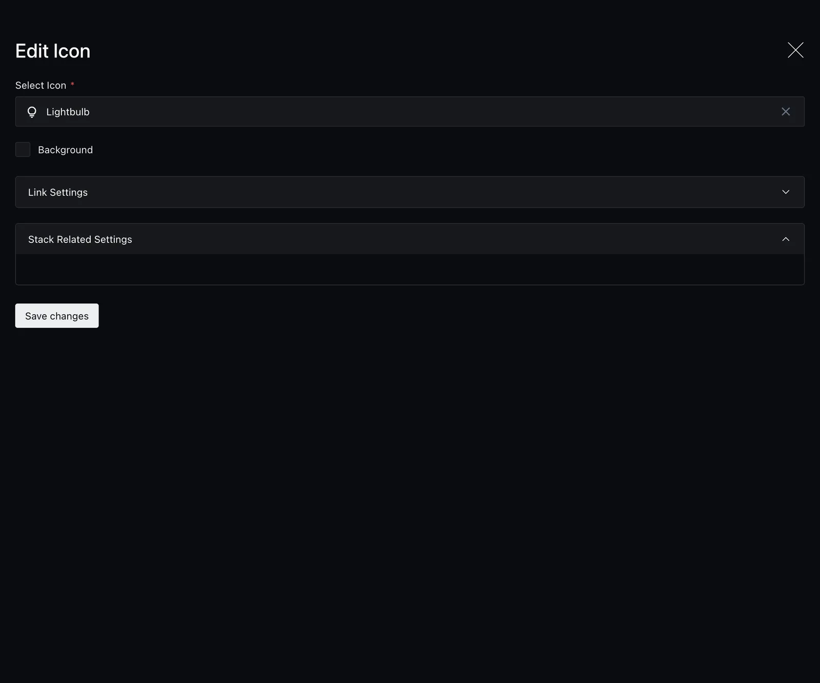 The icon block fields in the Payload editor