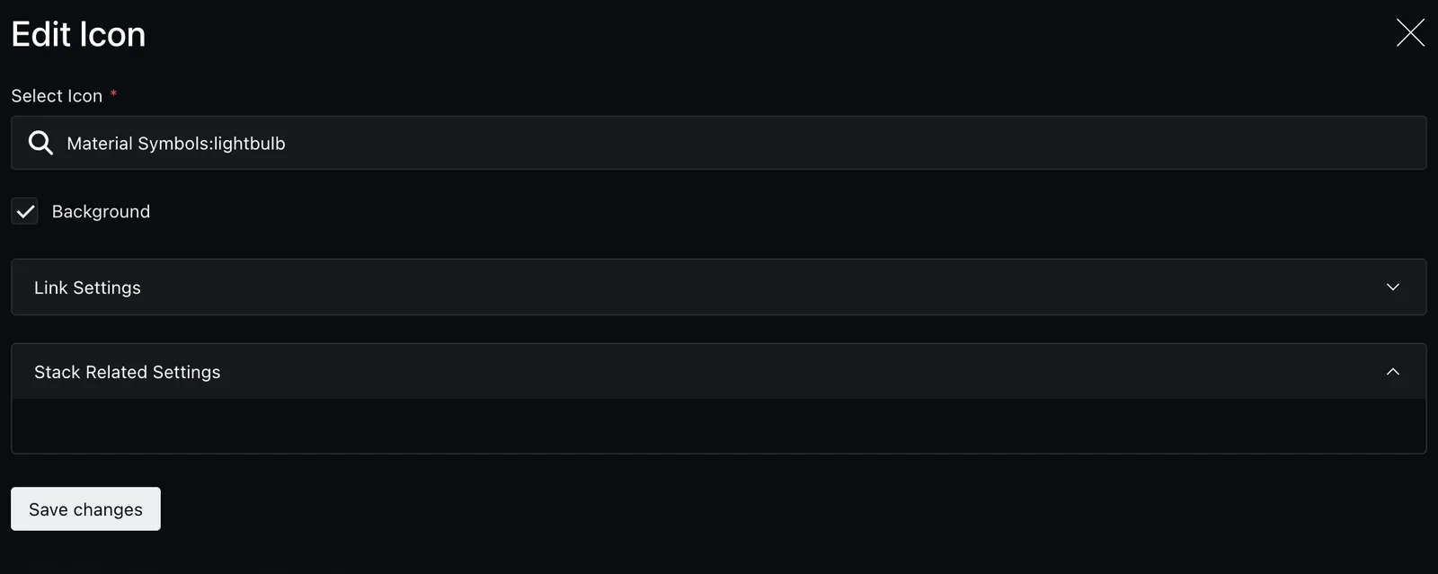 The icon block fields in the Payload editor