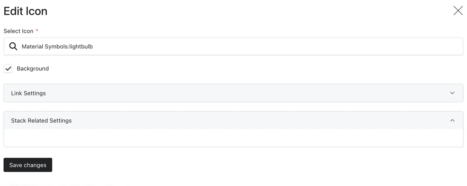 The icon block fields in the Payload editor