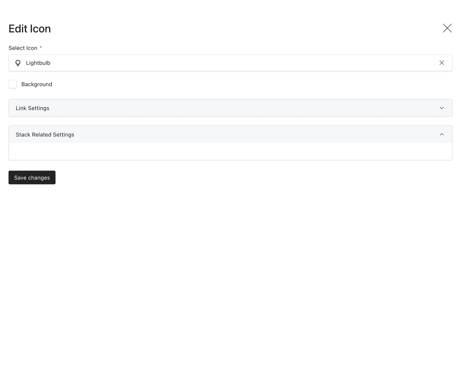 The icon block fields in the Payload editor