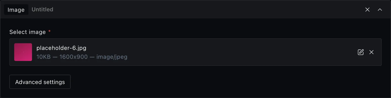 The image block fields in the Payload editor
