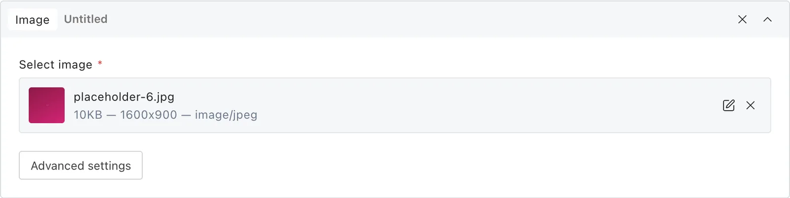 The image block fields in the Payload editor