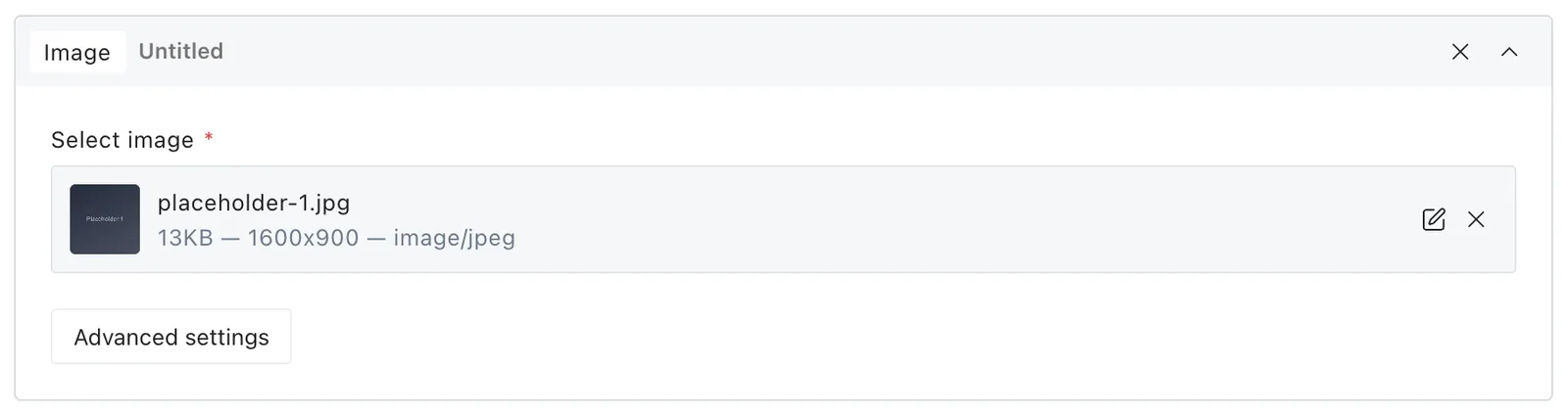 The image block fields in the Payload editor