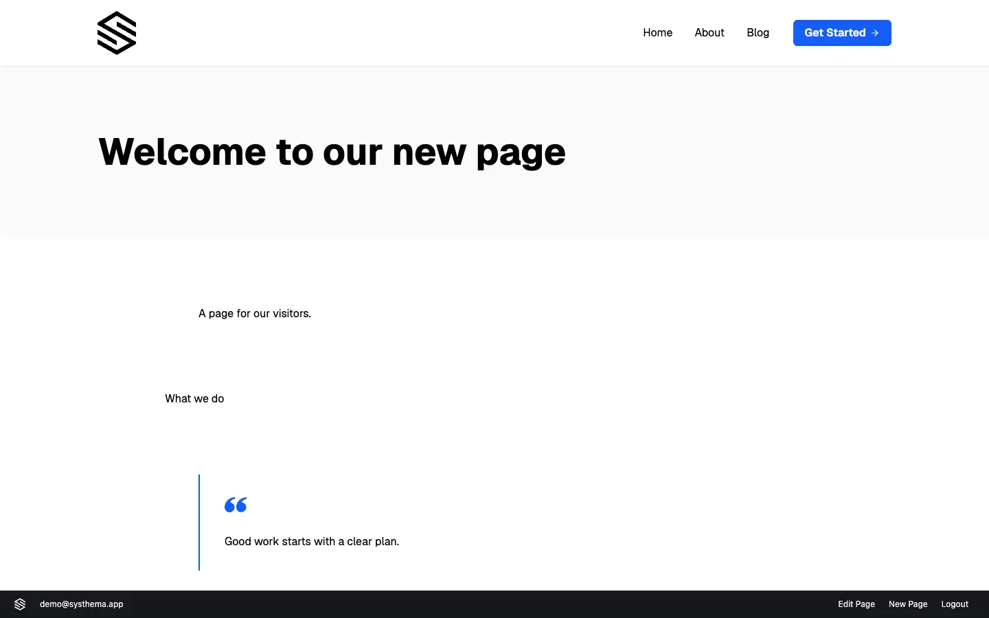 The published practice page with its new hero heading