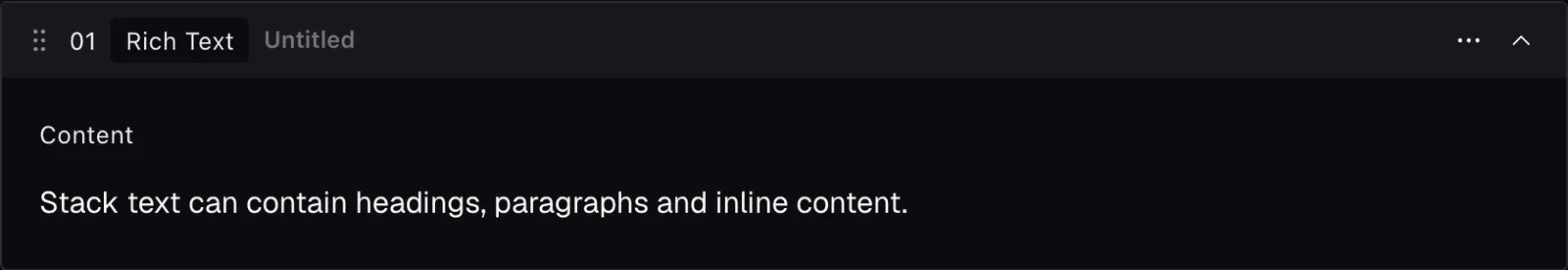 The rich text block fields in the Payload editor